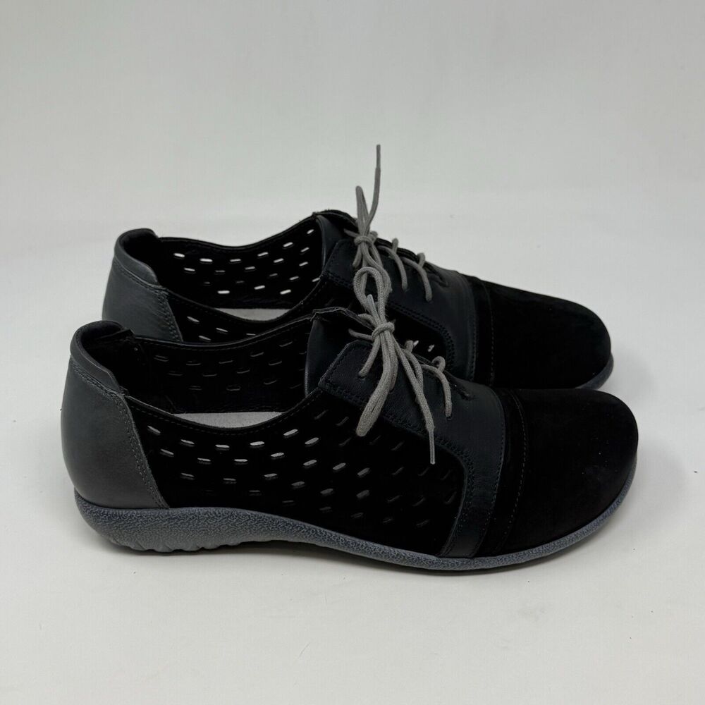 Naot Lalo Shoes Womens 7 EU 38 Black Suede Leather Perforated Casual Comfort